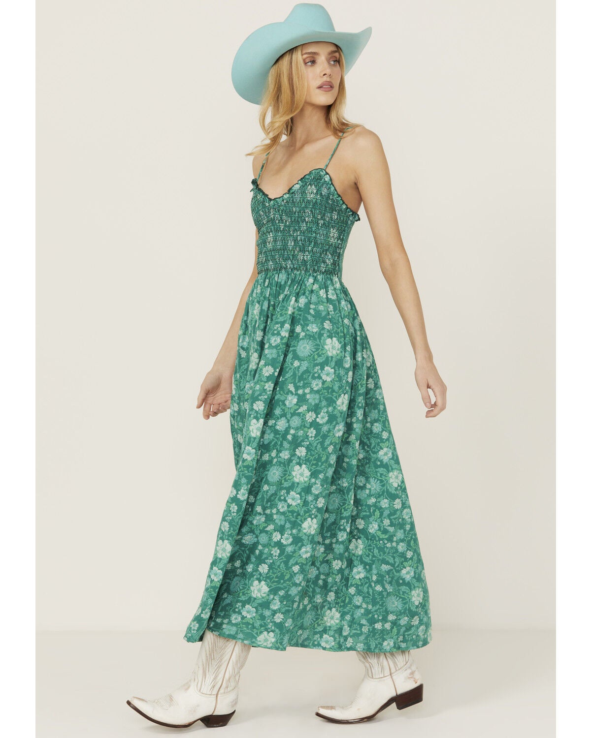 Image #3 - Free People Women's Sweet Nothings Floral Print Midi Dress, Green, hi-res