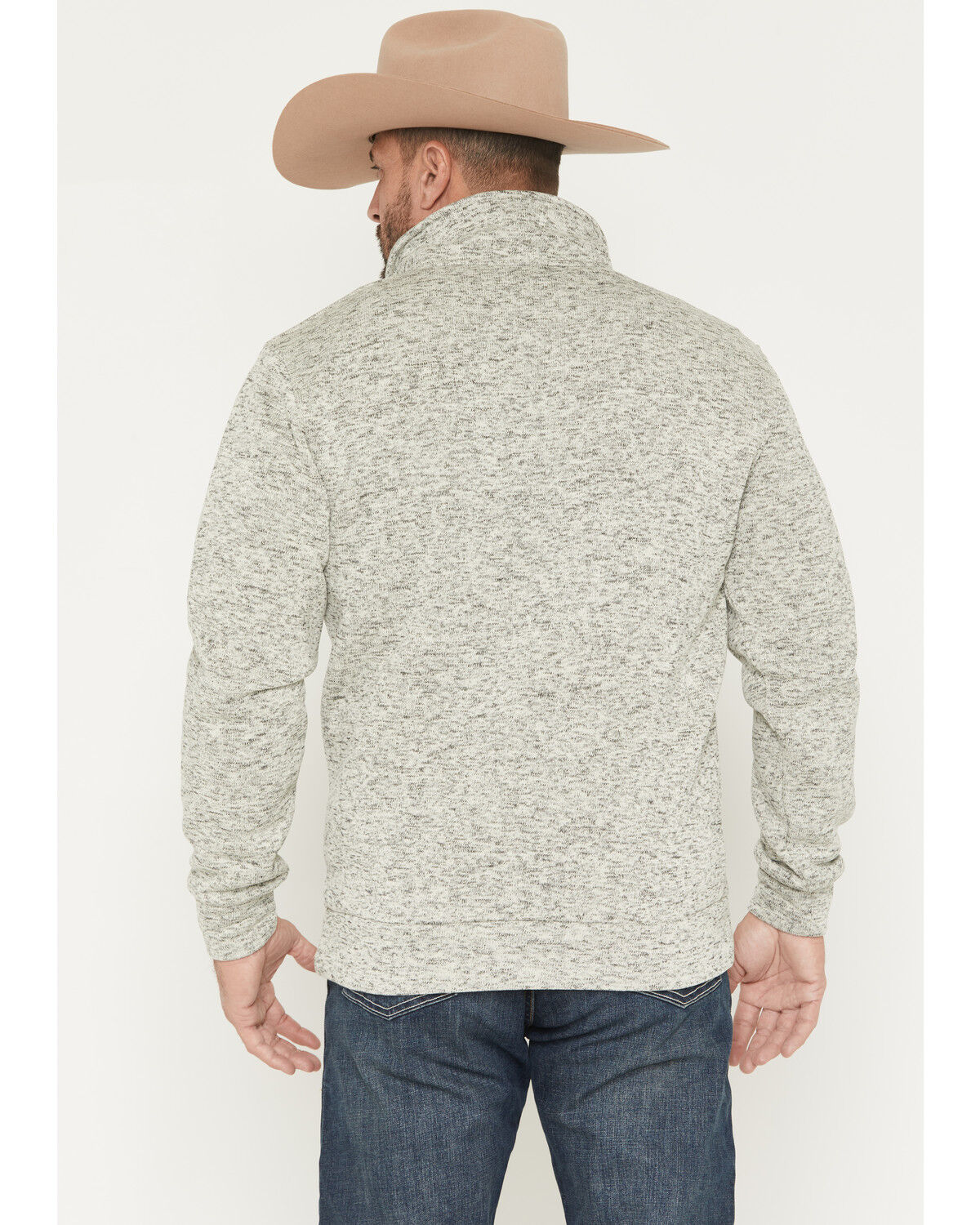 Image #4 - Cowboy Hardware Men's Heathered 1/4 Zip Pullover, Oatmeal, hi-res