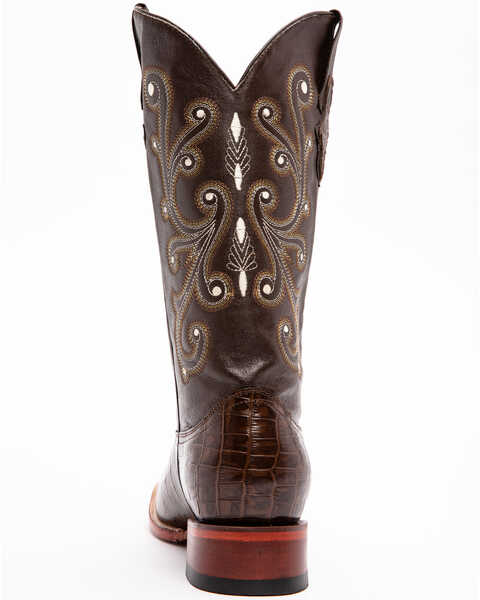 Image #5 - Ferrini Men's Alligator Belly Print Western Boots, Chocolate, hi-res