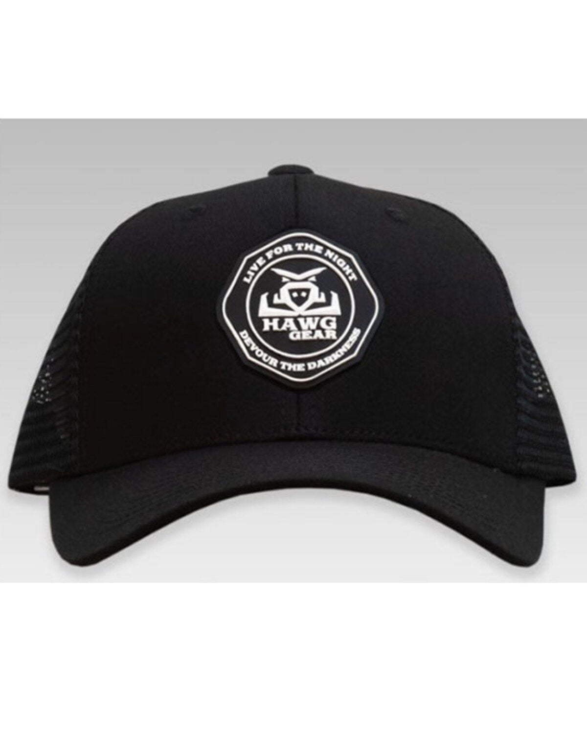 Image #2 - RopeSmart Men's Black Hawg Gear Rubber Logo Mesh-Back Trucker Cap, Black, hi-res