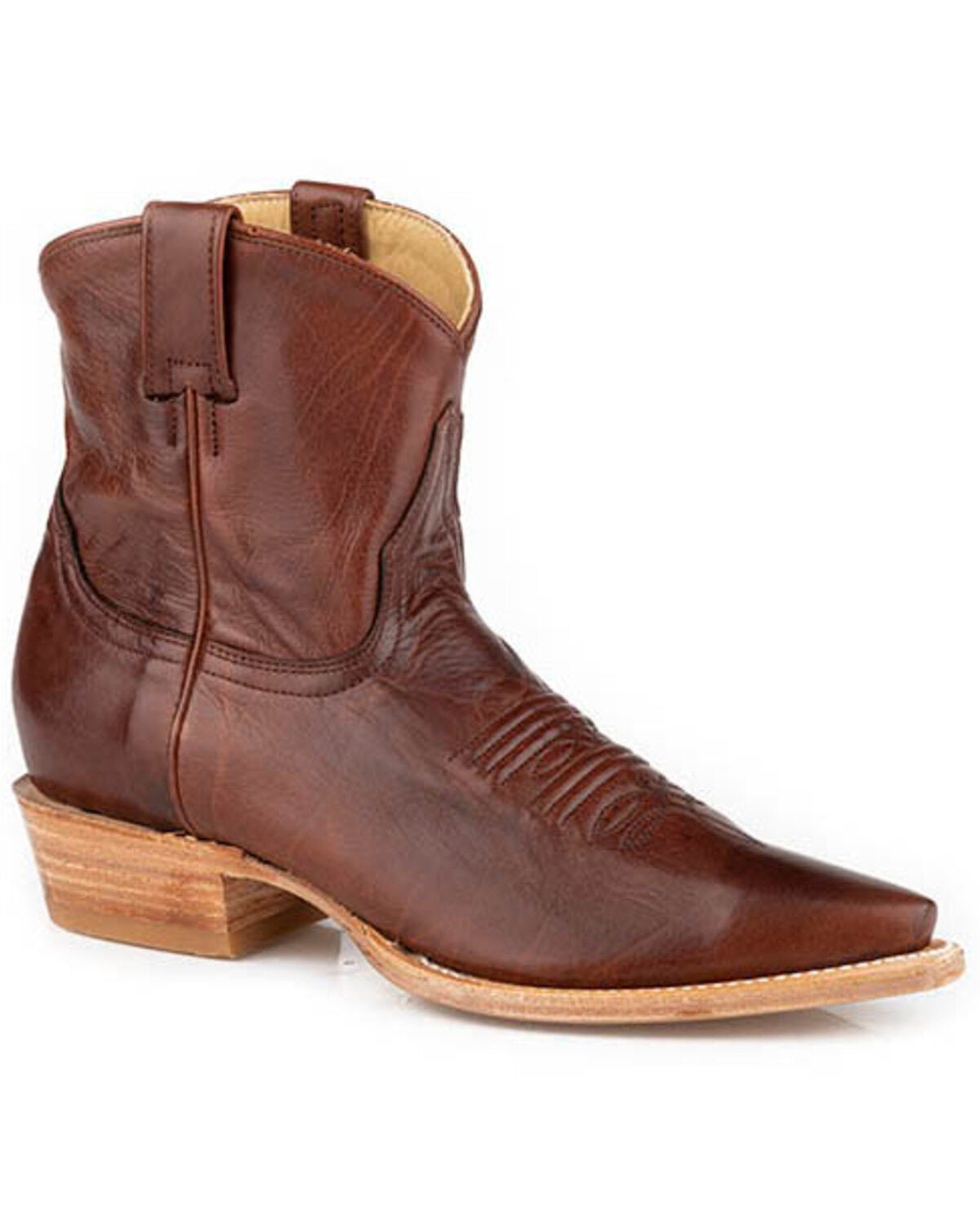 Stetson Women's Riley Western Booties - Snip Toe, Brown, hi-res