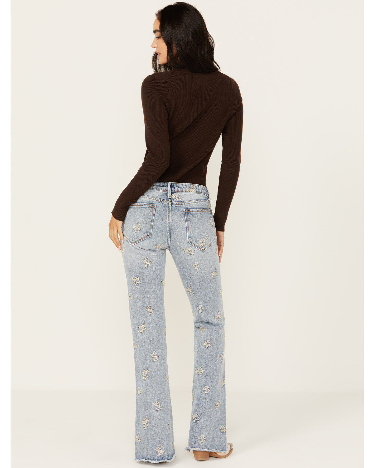 Image #3 - Driftwood Women's Eva Light Wash Low Rise Floral Flare Jeans, Light Wash, hi-res