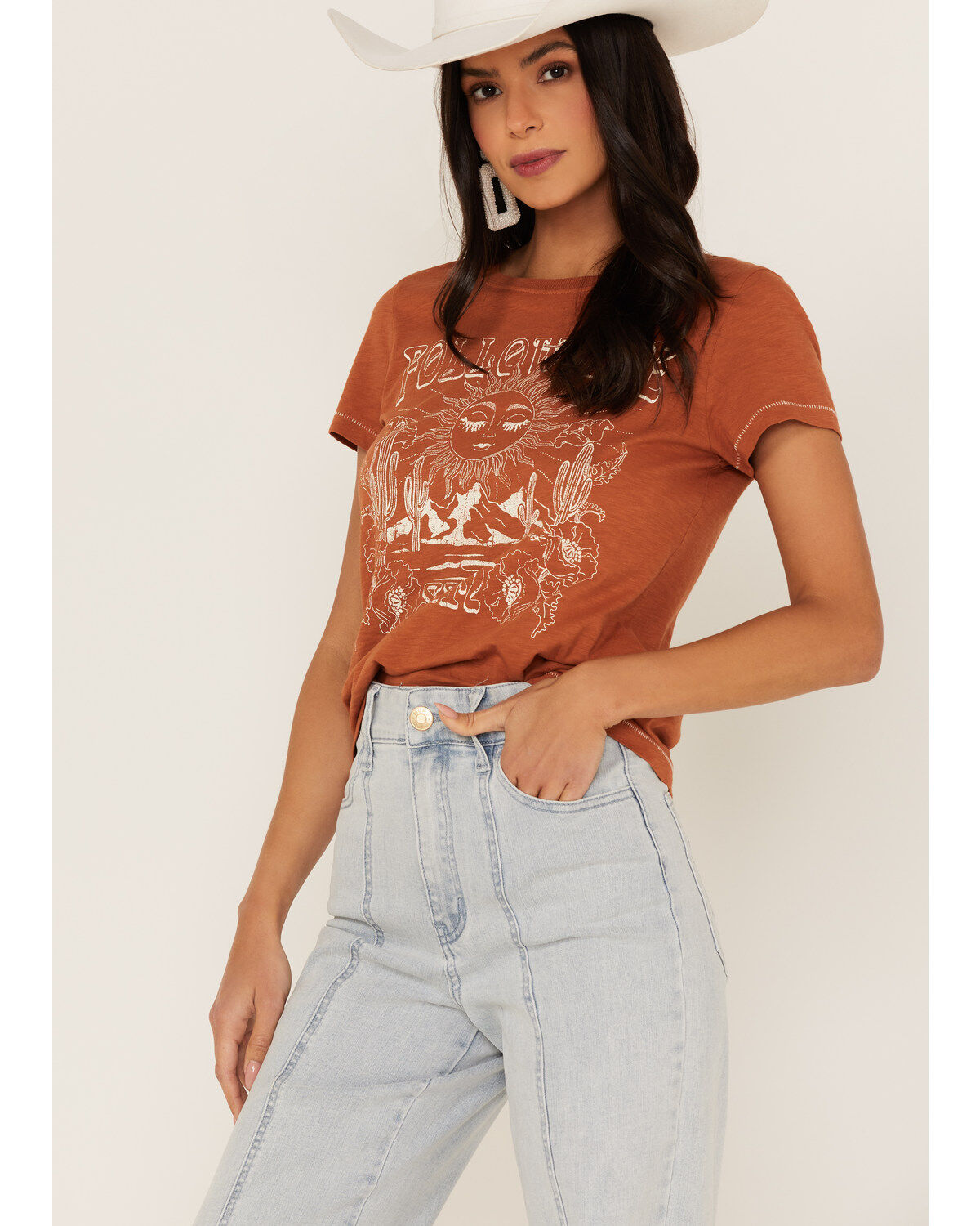 Image #1 - Shyanne Women's Follow The Sun Desert Graphic Tee, Brown, hi-res