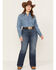Ariat Women's Medium Wash Mid Rise Alana Slim Wide Trouser Jeans - Plus, Blue, hi-res