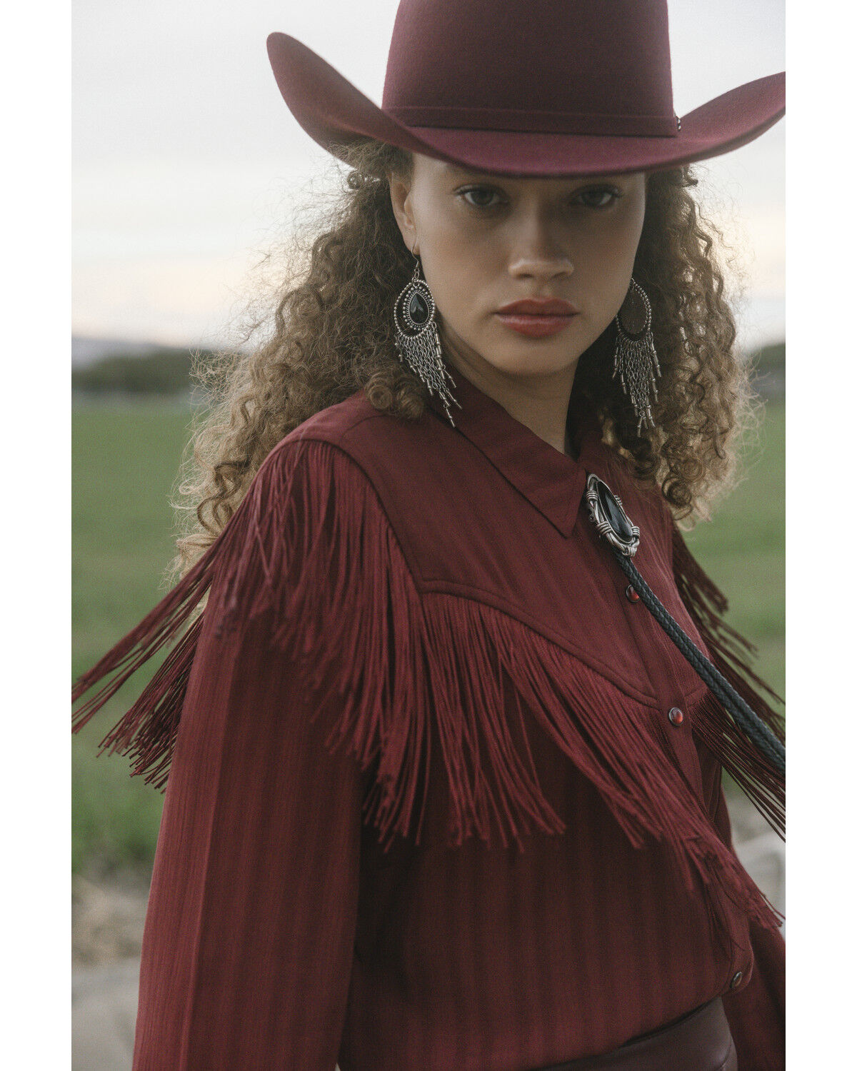 Image #2 - Idyllwind Women's Revive Fringe Long Sleeve Snap Crinkle Shirt, Cherry, hi-res