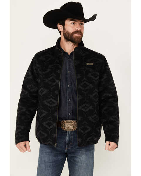 Cinch Men's Wool Insulated Southwestern Print Climate Control Jacket - Big , Black, hi-res