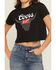 Image #3 - Coors Women's Logo Cattle Rhinestone Short Sleeve Cropped Graphic Tee, Black, hi-res