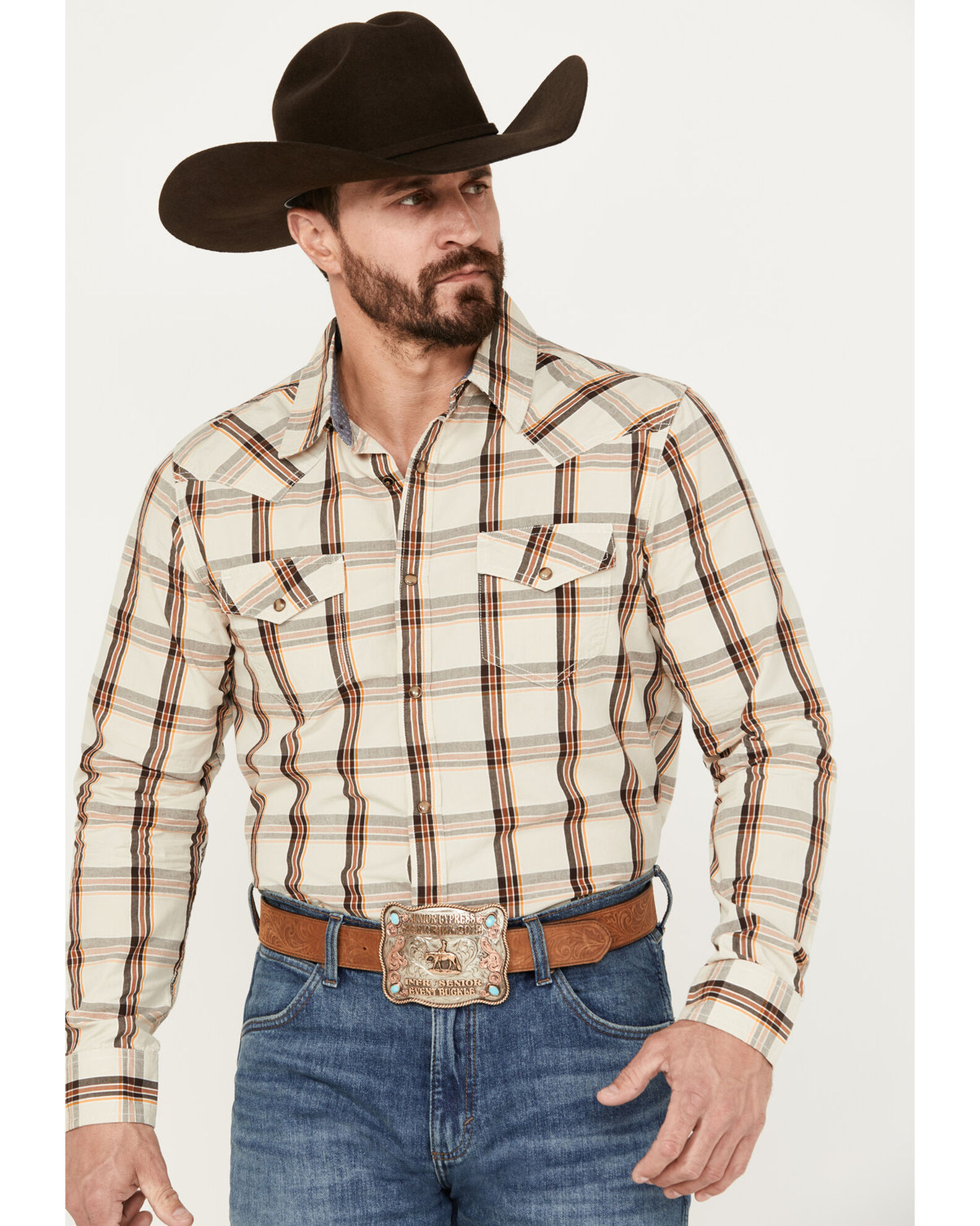Cody James Men s Sundowner Plaid Print Long Sleeve Western Snap