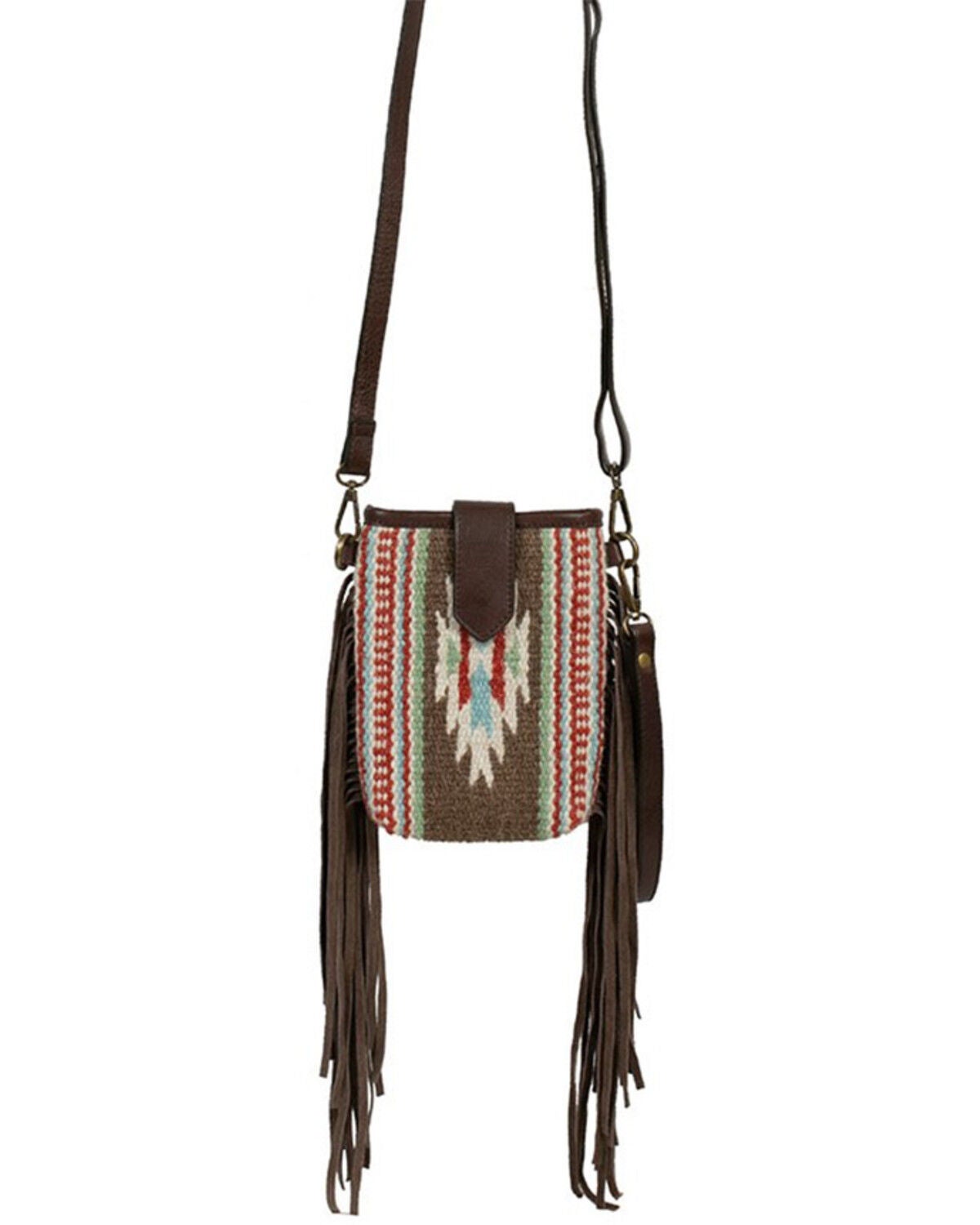 Image #1 - Scully Women's Woven Fringe Handbag, Brown, hi-res