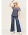Panhandle Women's Off The Shoulder Floral Embroidered Top, Navy, hi-res