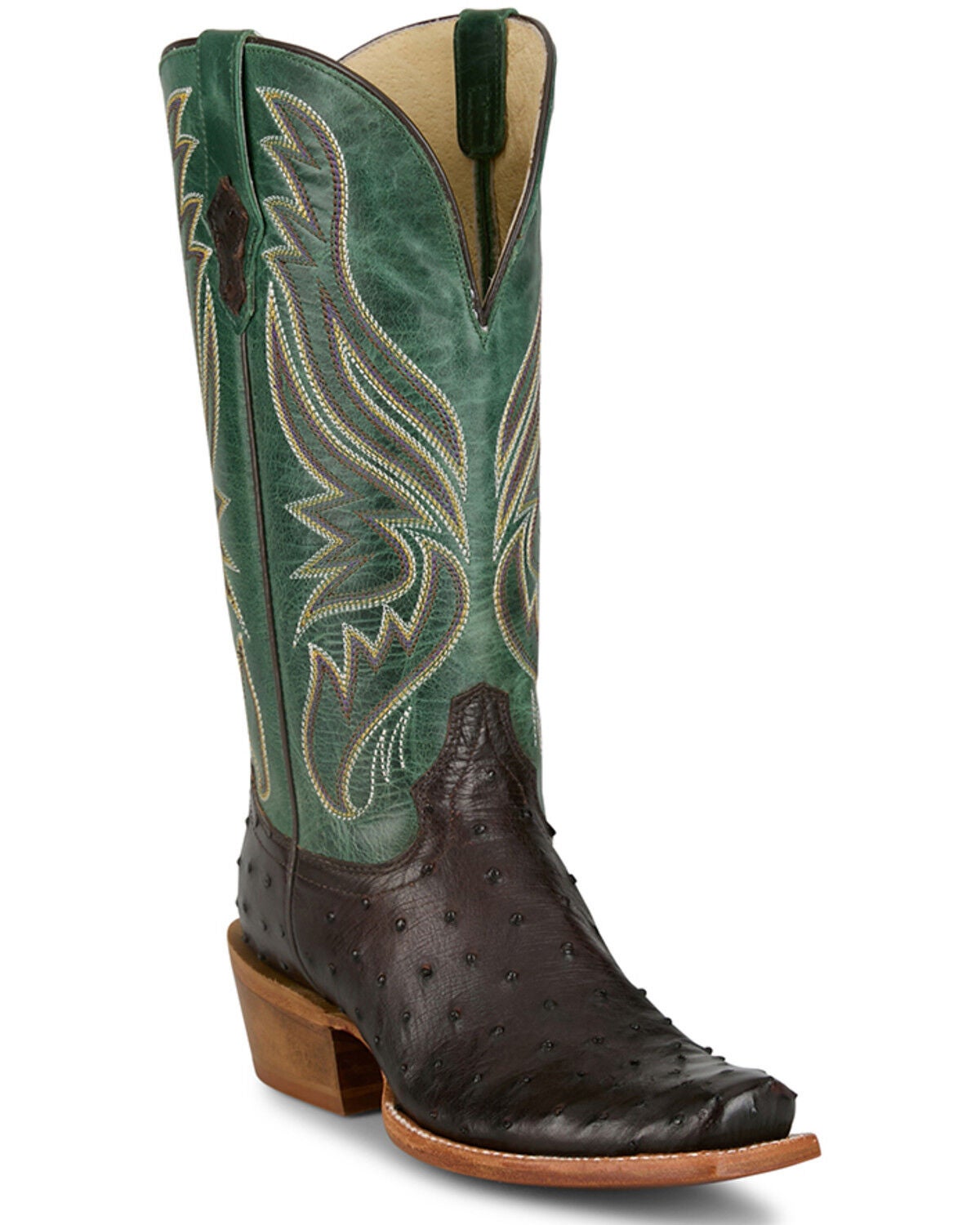 Tony Lama Women's Zaire Exotic Full Quill Ostrich Western Boots - Square Toe, Chocolate, hi-res