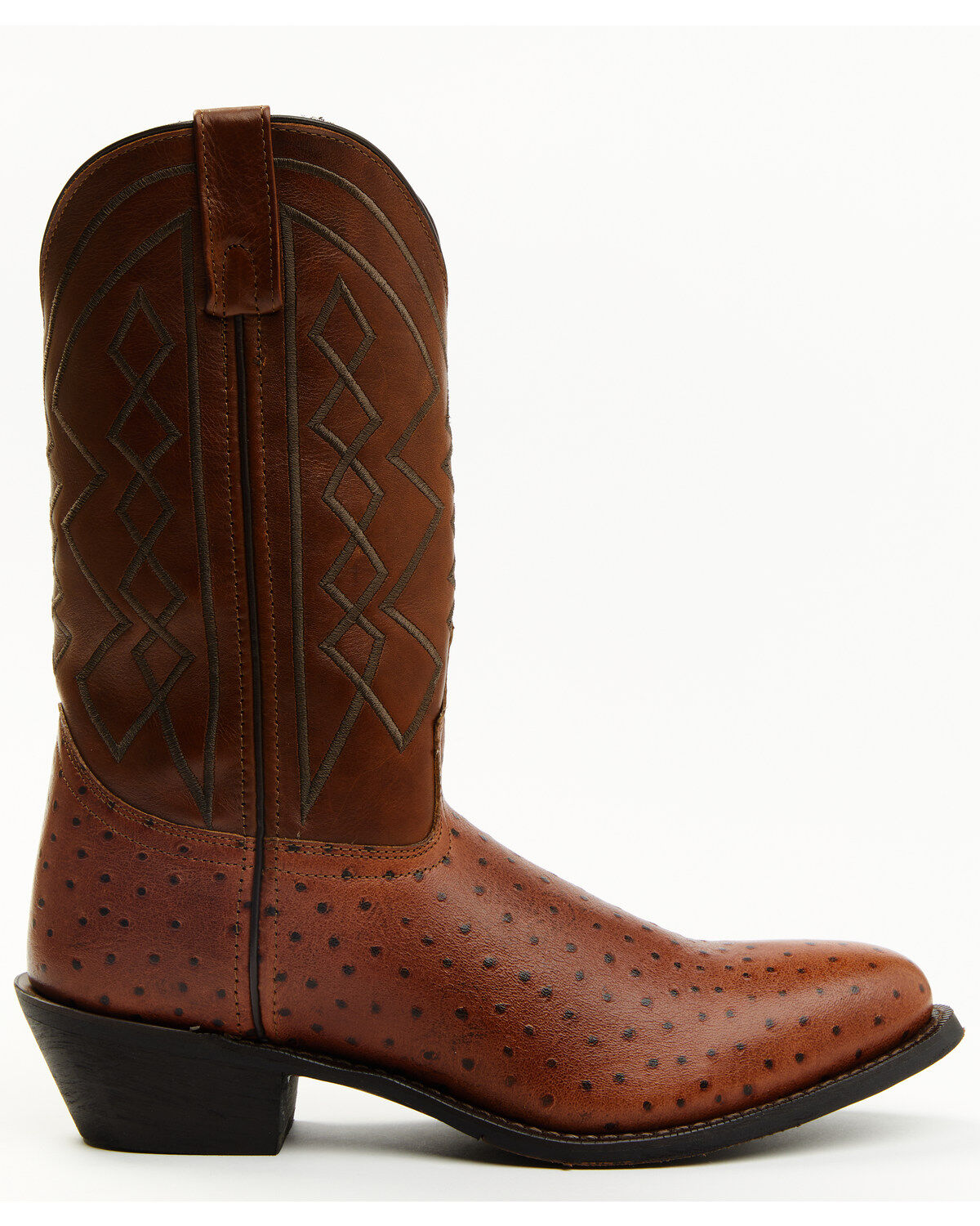 Image #2 - Laredo Men's Ostrich Print Western Boots - Round Toe, Tan, hi-res