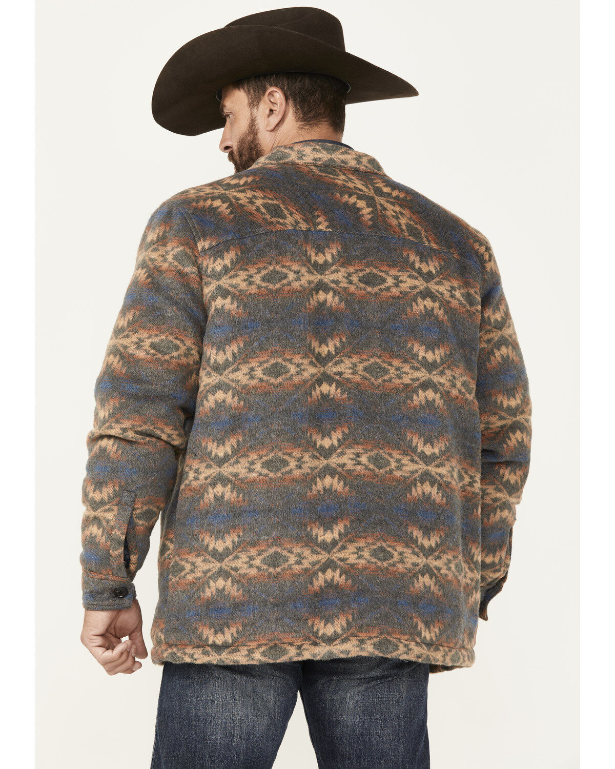 Image #4 - Rock & Roll Denim Men's Southwestern Sherpa Lined Shirt Jacket, , hi-res