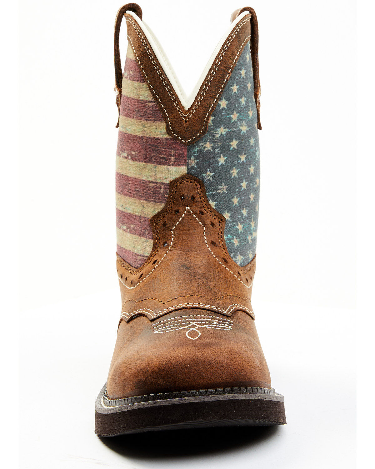 Image #4 - Shyanne Women's Glory Stars & Stripes Shaft Leather Western Boots - Wide Round Toe, Brown, hi-res