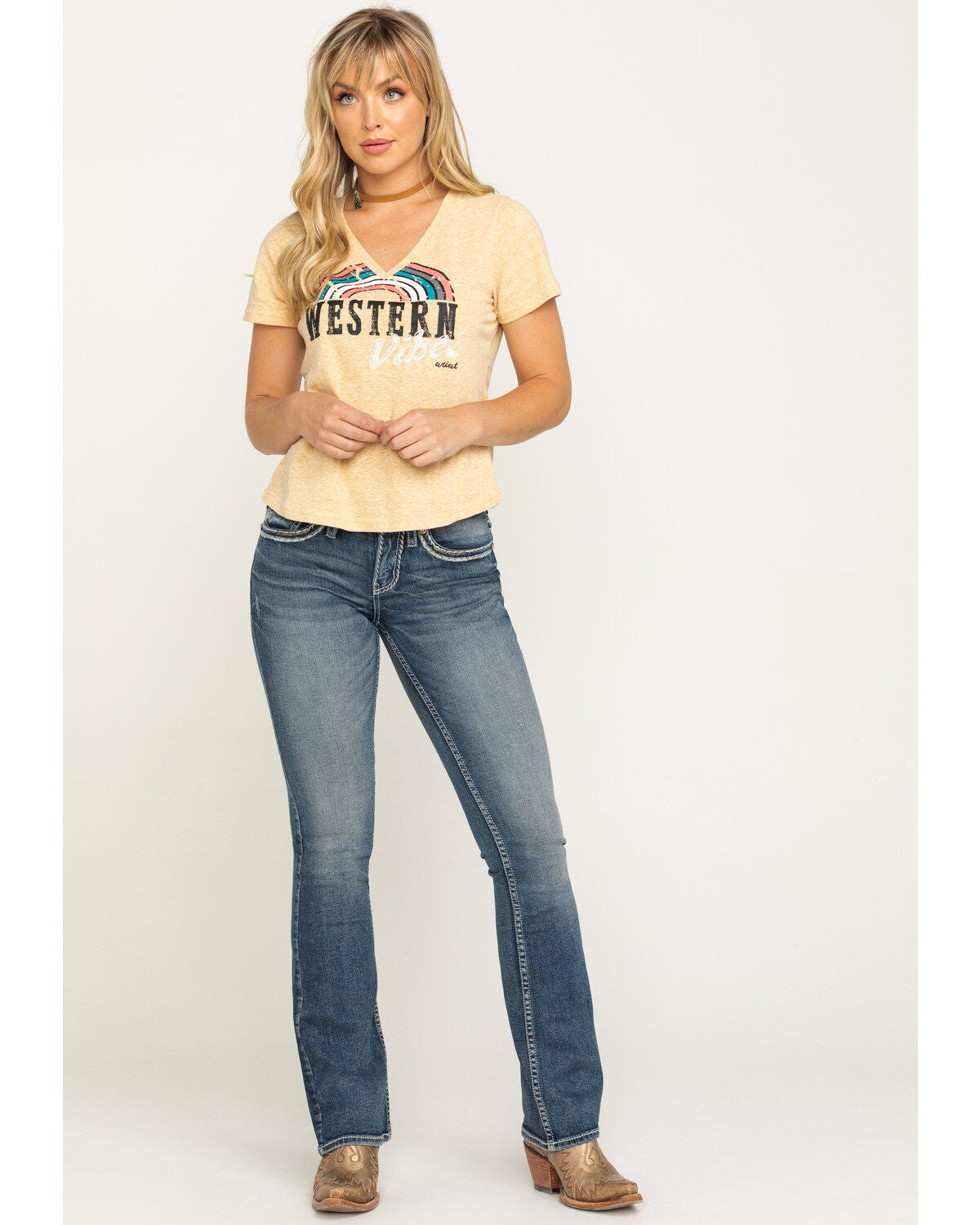 Shyanne Women's Medium Basic Bootcut Stretch Jeans, Blue, hi-res
