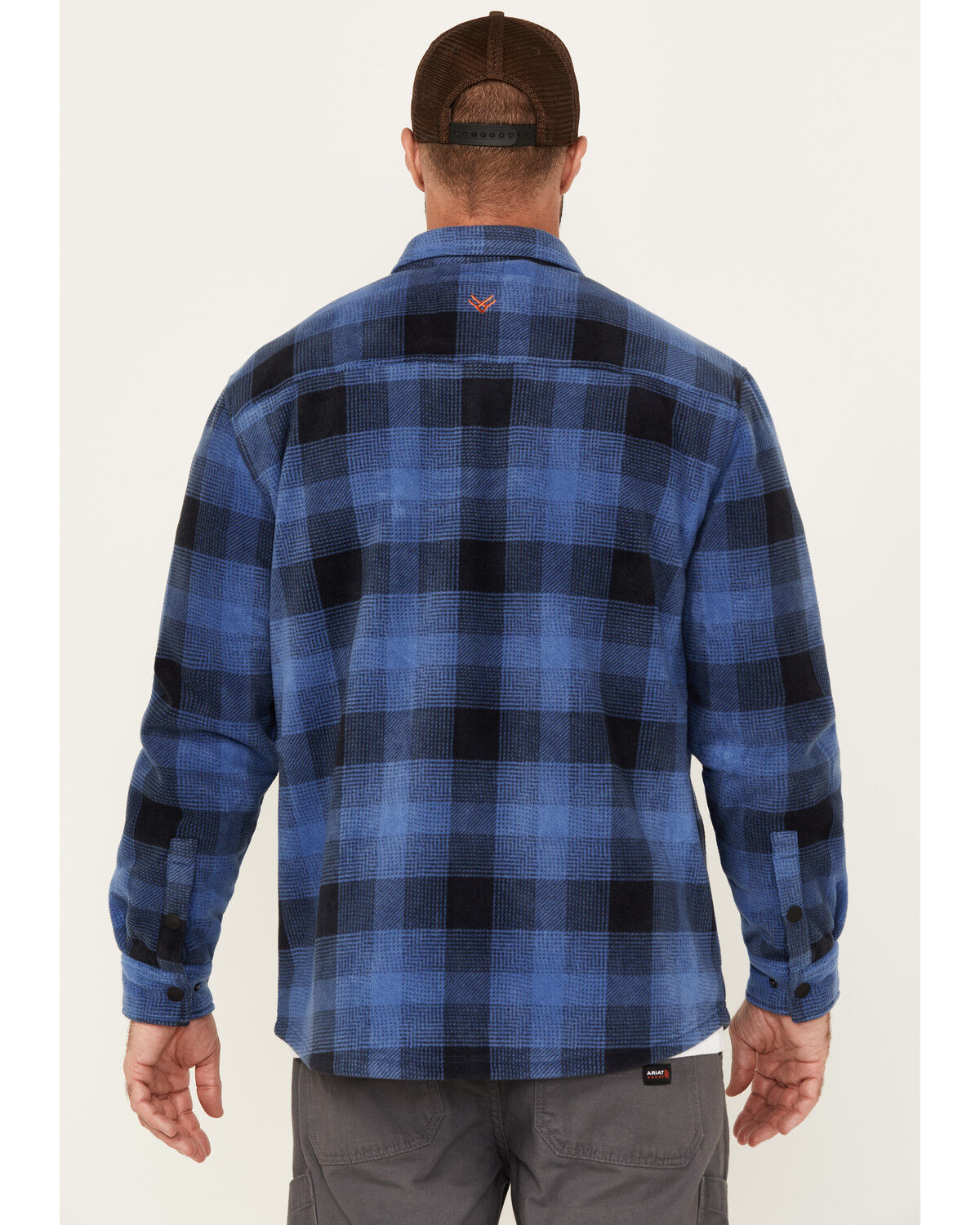 Image #4 - Hawx Men's Ainsley Plaid Print Long Sleeve Snap Polar Fleece Shirt Jacket, Navy, hi-res