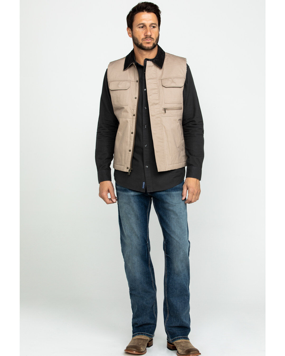 Image #7 - Cody James Men's Tan Ranchero Timberwolf Canvas Vest, Tan, hi-res
