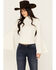 Image #1 - Shyanne Women's Rib Knit Mock Neck Bell Sleeve Top, Cream, hi-res