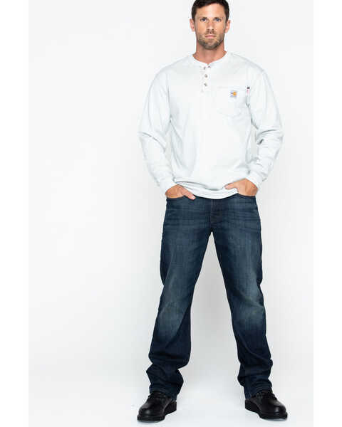 Image #6 - Carhartt Men's FR Solid Long Sleeve Work Henley Shirt - Big & Tall, Lt Grey, hi-res