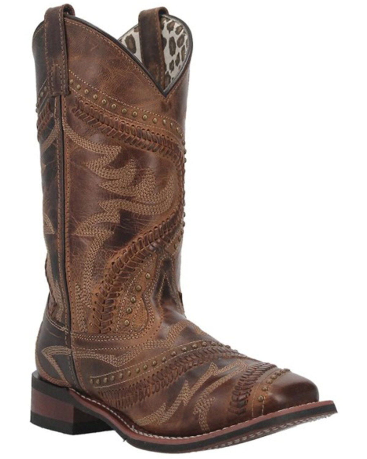 Laredo Women's Charli Performance Western Boots - Broad Square Toe, Distressed Brown, hi-res