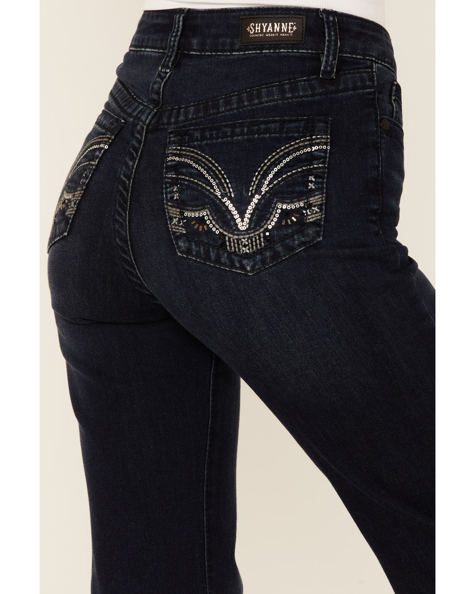 Shyanne Women's Chandelier Pocket High Rise Flare Jeans