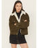 Image #1 - Levi's Women's Corduroy Sherpa Lined Snap Trucker Jacket, Olive, hi-res