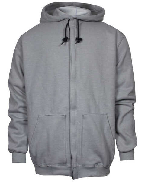 National Safety Apparel Men's FR Heavyweight Zip Front Hooded Work Sweatshirt - Big , Grey, hi-res