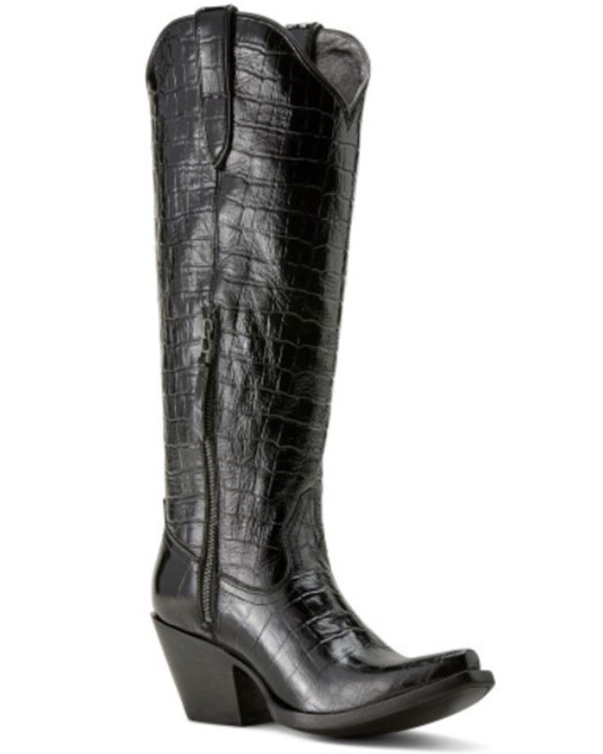 Image #1 - Ariat Women's Casanova Crocodile Print Western Boots - Snip Toe, Black, hi-res