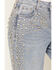 Image #2 - Cello Women's Medium Wash Mid Rise Rhinestone Embellished Wide Leg Stretch Denim Jeans, Medium Wash, hi-res