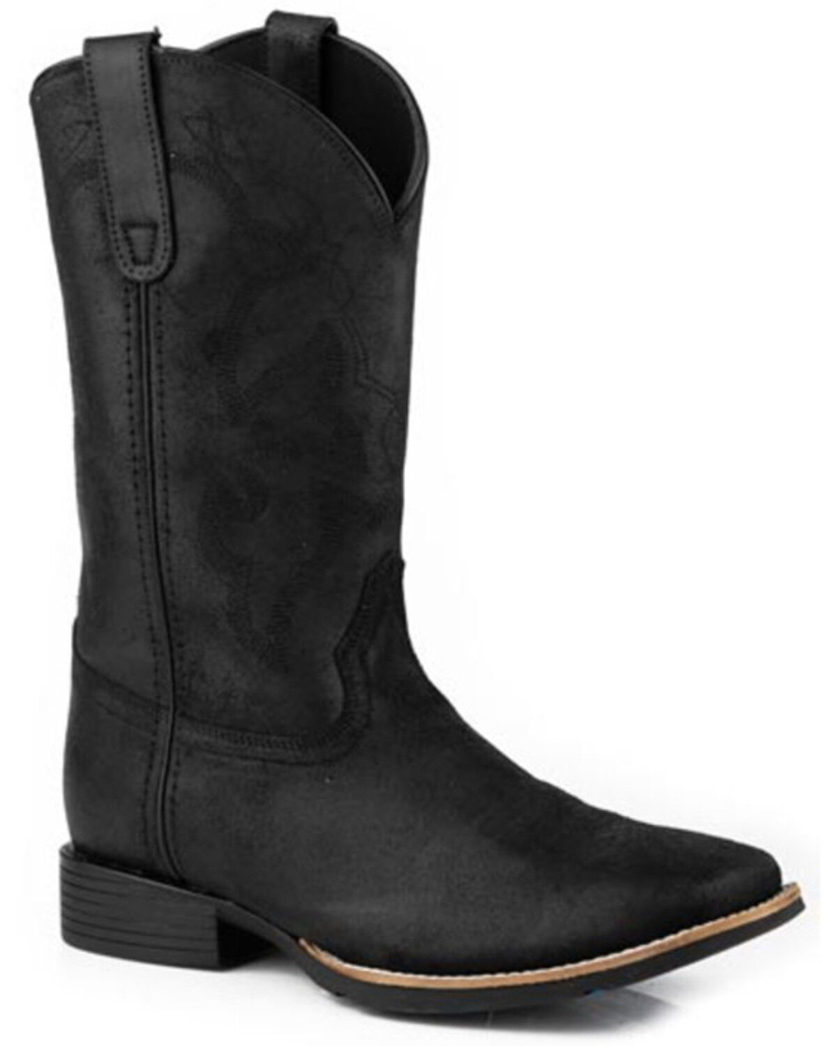 Image #1 - Roper Men's Monterey Suede Western Boots - Broad Square Toe, Black, hi-res