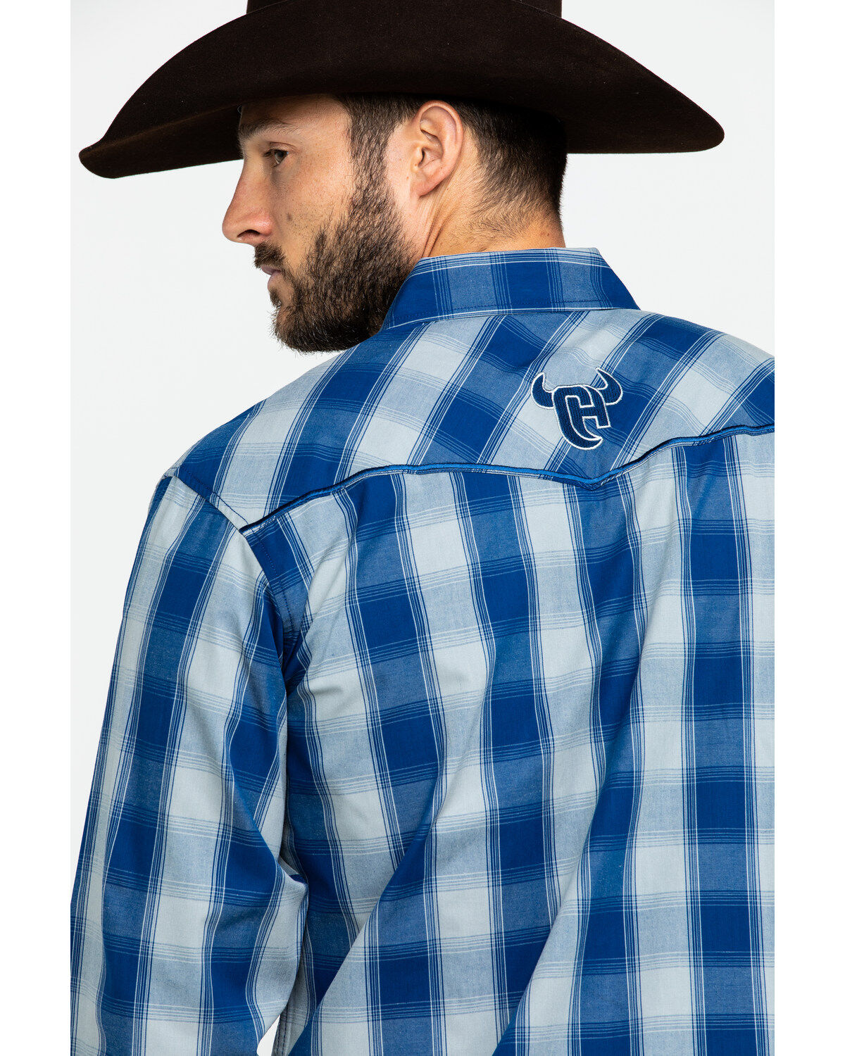 Image #5 - Cowboy Hardware Men's Royal Classic Plaid Long Sleeve Western Shirt, , hi-res