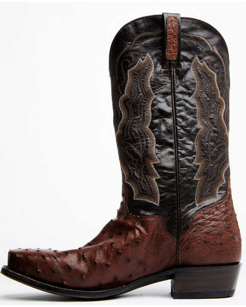 El Dorado Men's Exotic Full-Quill Ostrich Skin Western Boots - Square Toe, Chocolate, hi-res