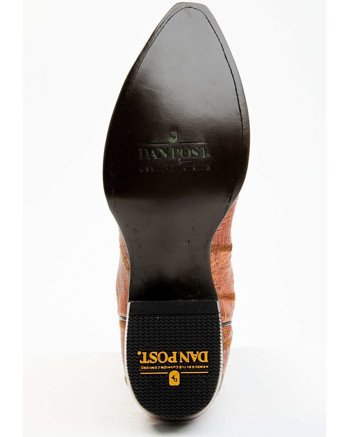 Image #7 - Dan Post Men's Exotic Ostrich Leg Western Boots - Snip Toe, Cognac, hi-res