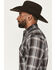 Image #2 - Ely Walker Men's Plaid Print Long Sleeve Pearl Snap Western Shirt, Black, hi-res