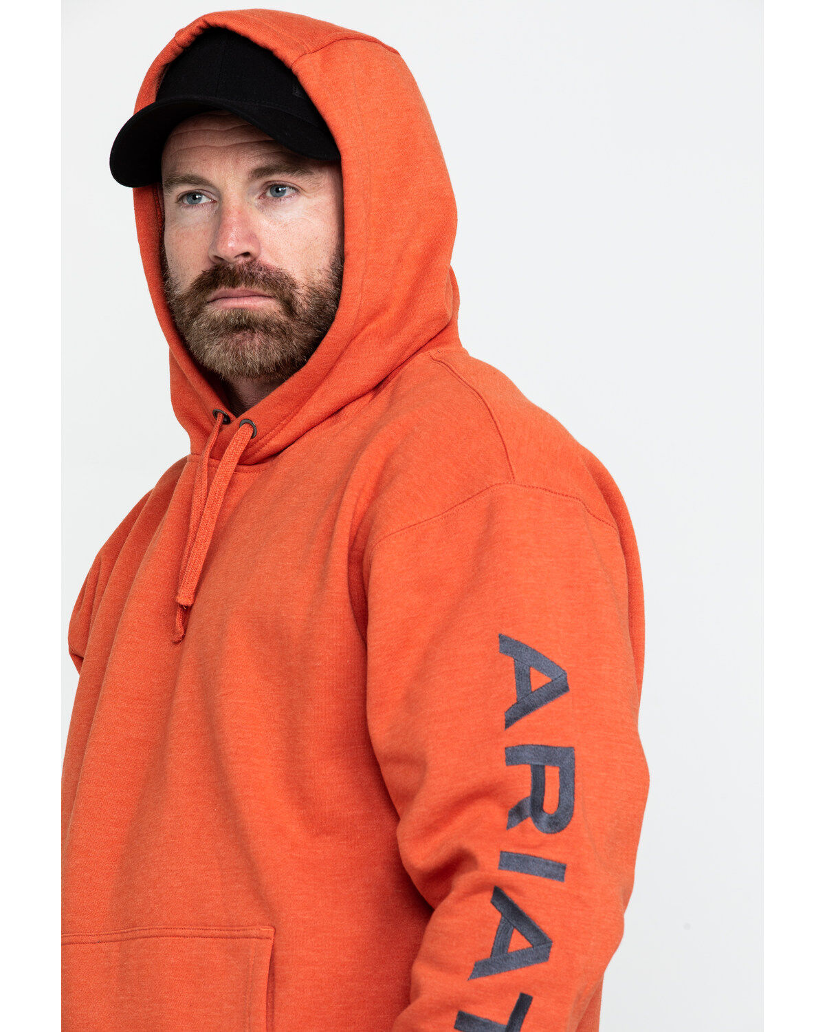 Image #5 - Ariat Men's Volcanic Heather Rebar Graphic Hooded Work Sweatshirt, Heather Orange, hi-res