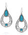 Montana Silversmiths Women's New World Stone Teardrop Earrings, Silver, hi-res