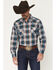 Image #1 - Ely Walker Men's Plaid Print Long Sleeve Pearl Snap Western Shirt, Dark Teal, hi-res