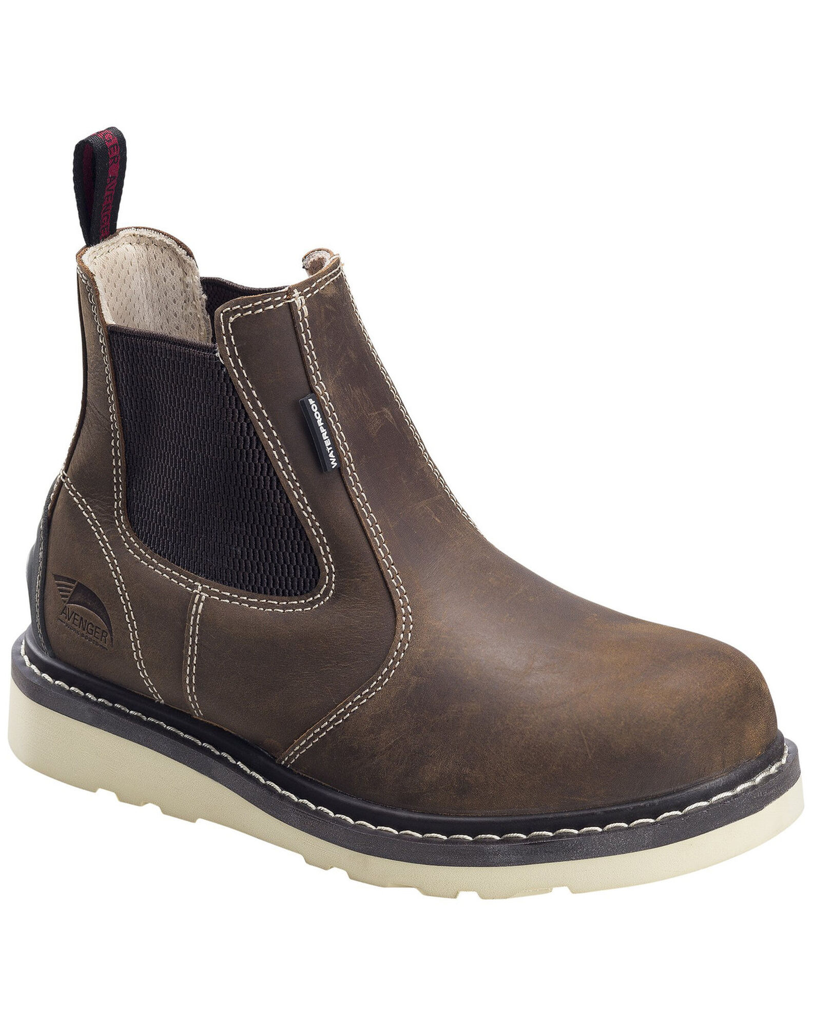 Image #1 - Avenger Women's Waterproof Chelsea Work Boots - Soft Toe, Brown, hi-res