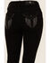 Image #2 - Miss Me Women's Mid Rise Wing Pocket Bootcut Stretch Denim Jeans, Black, hi-res