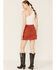 Image #3 - Paper Crane Women's Faux Suede Zipper Front Skirt, Rust Copper, hi-res