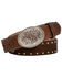 3D Boys' Brindle Hair Cross Concho Buckle Belt, Tan, hi-res