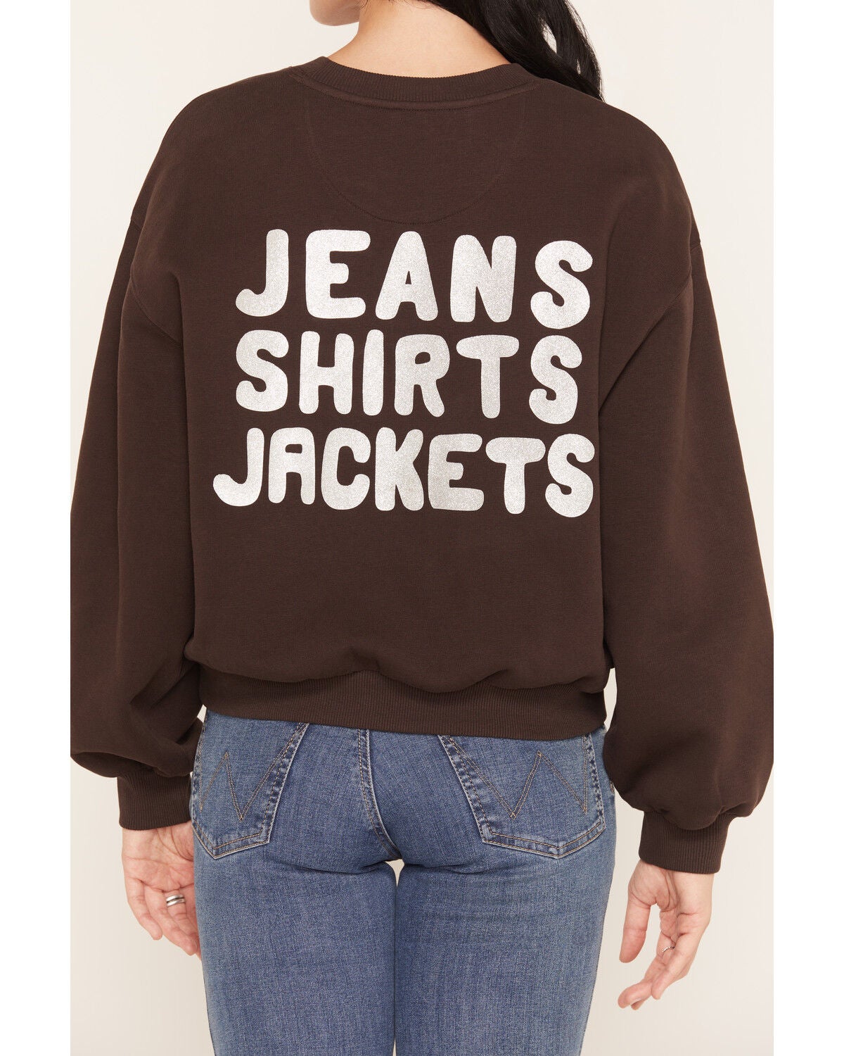 Image #4 - Wrangler Retro Women's Metallic Graphic Crew Neck Sweatshirt, Brown, hi-res