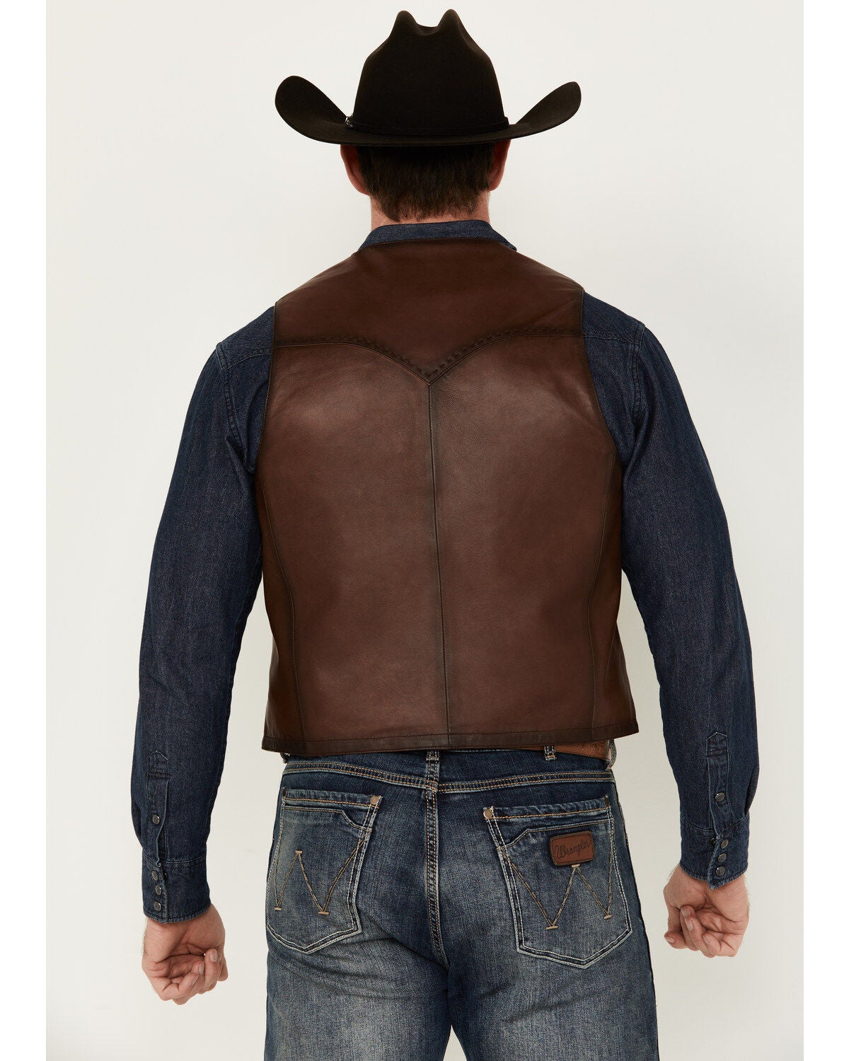 Image #4 - Scully Men's Leather Vest, Brown, hi-res