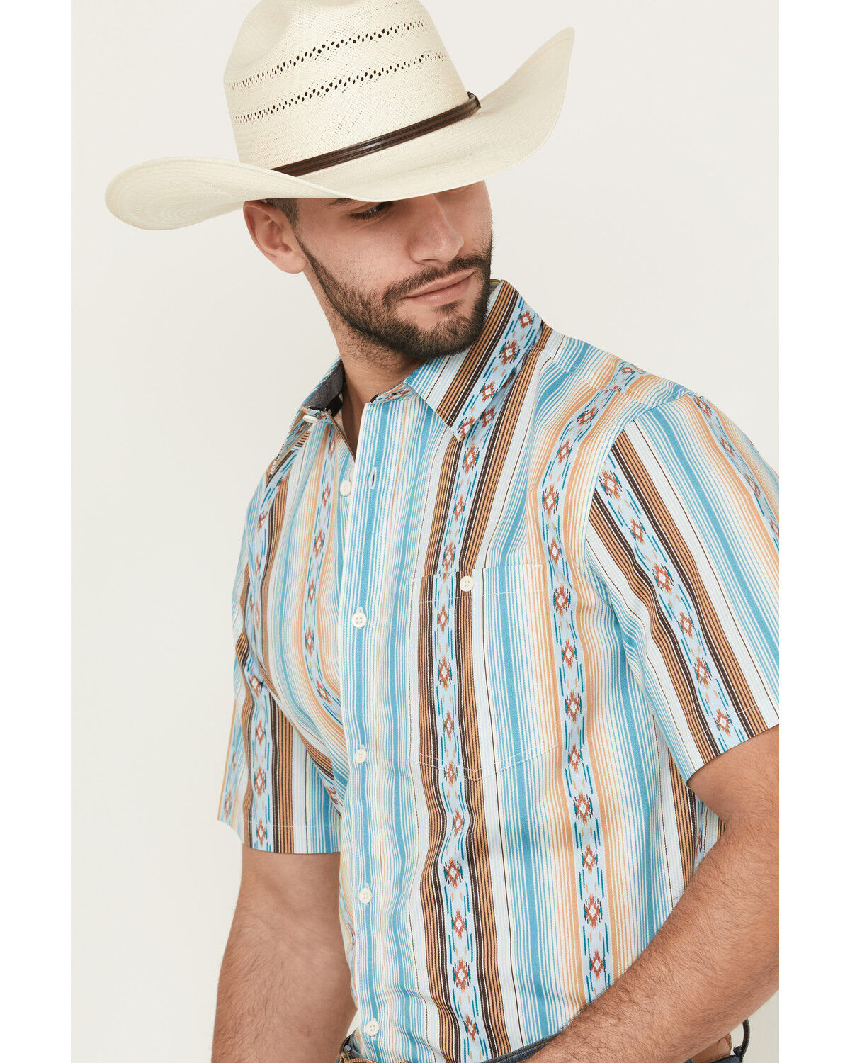 Product Name:  RANK 45® Men's Levi Striped Short Sleeve Button-Down Stretch Western Shirt