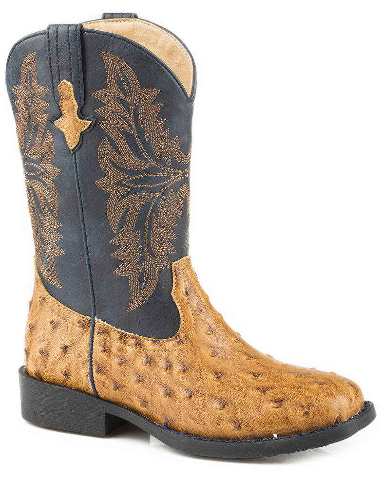 Roper Boys' Cowboy Cool Faux Ostrich Cowboy Boots - Square Toe | Boot Barn
