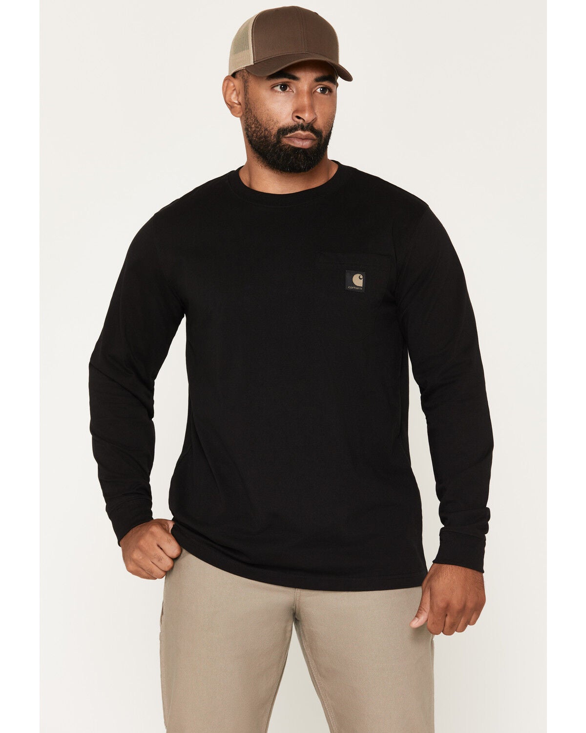 Image #2 - Carhartt Men's Camo Badge Long Sleeve Graphic Work T-Shirt, Black, hi-res