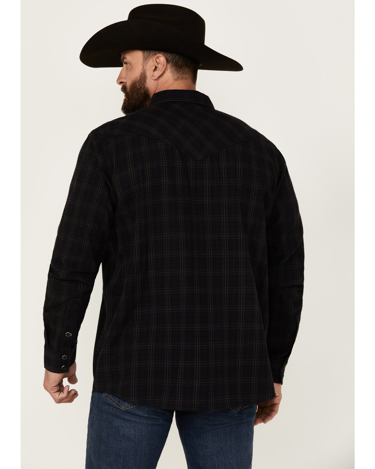 Image #4 - Moonshine Spirit Men's Blacksmith Plaid Print Long Sleeve Snap Western Shirt, Black, hi-res