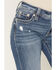 Image #4 - Miss Me Women's Medium Wash Mid Rise Americana Pocket 34" Bootcut Stretch Denim Jeans, Medium Wash, hi-res