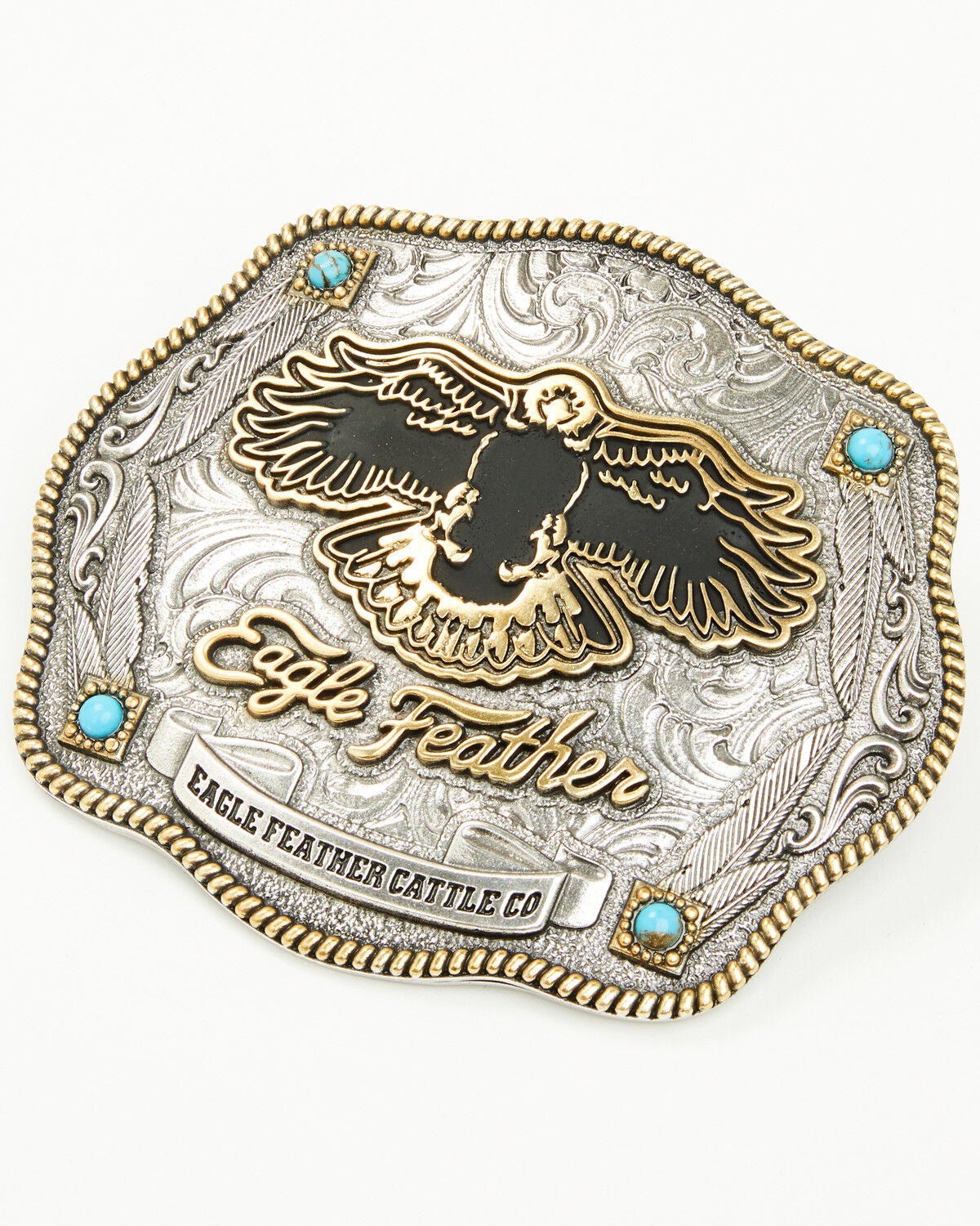 Montana Silversmiths X Ian Munsick Eagle Feather Belt Buckle, Multi, hi-res