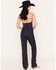 Image #3 - Rock & Roll Denim Women's Dark Wash High Rise Micro Studded Straight Stretch Denim Jeans, Dark Wash, hi-res